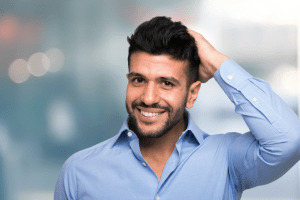 young man after hair transplant